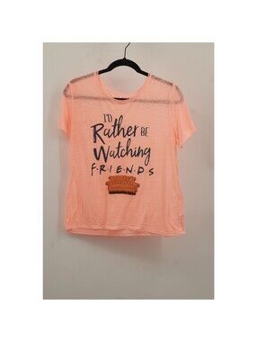 Friends Womens I'd Rather Be Watching Graphic T-Shirt Short Sleeve Size M Orange